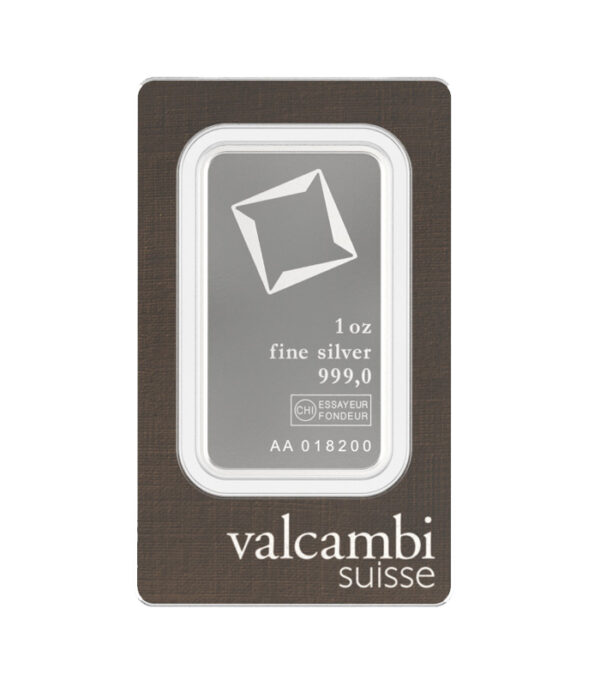 1 oz Silver Bar Valcambi Suisse